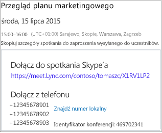 Sample screen showing meeting details