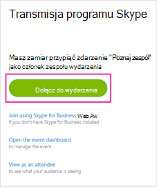 Przycisk Dołącz do wydarzenia