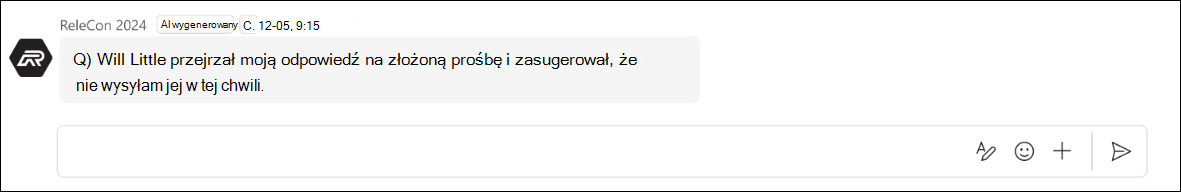 zrzut ekranu przedstawiający nie można wysłać odpowiedzi