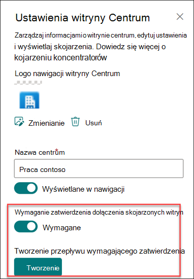 Zrzut ekranu przedstawiający tworzenie przepływu zatwierdzania