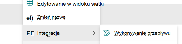 Zaznaczony element z opcją uruchomienia szybkiego kroku