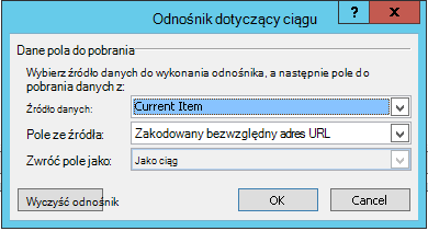 Wstawianie hiperłącza dla bieżącego elementu 1