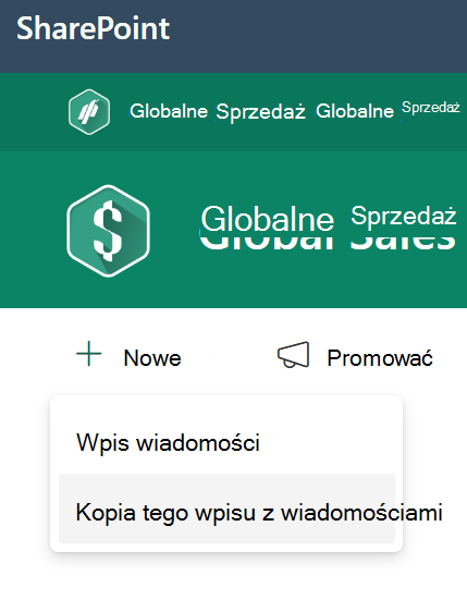 Dodawanie kopii wpisów wiadomości
