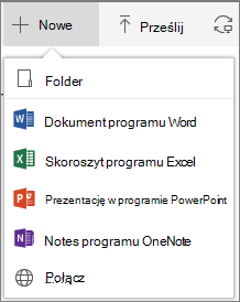 Office 365 Tworzenie nowego folderu lub dokumentu