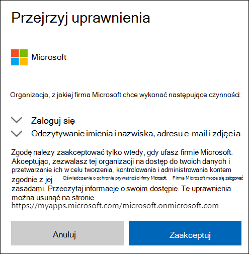 Okno Uprawnienia udostępniania zewnętrznego usługi OneDrive.