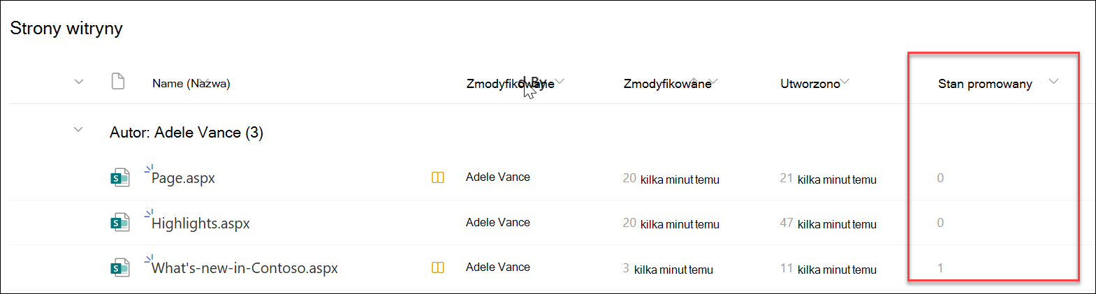 zrzut ekranu przedstawiający promowane numery województwo