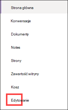 Menu nawigacji pionowej.