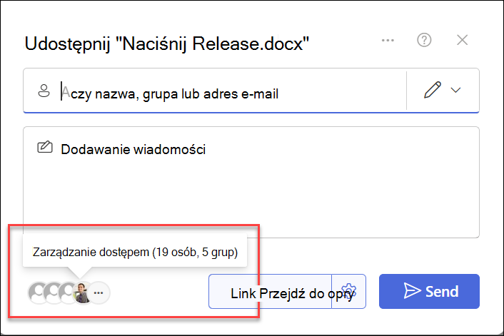 zrzut ekranu przedstawiający listę udostępnioną