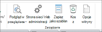 Przyciski zarządzania witryną