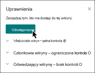 Podgląd przycisku Udostępnij witrynę