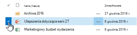 Zaznacz plik, klikając znacznik wyboru po lewej stronie nazwy