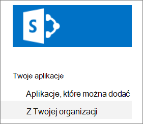 Pasek Szybkie uruchamianie z wyróżnioną pozycją Od twojej organizacji
