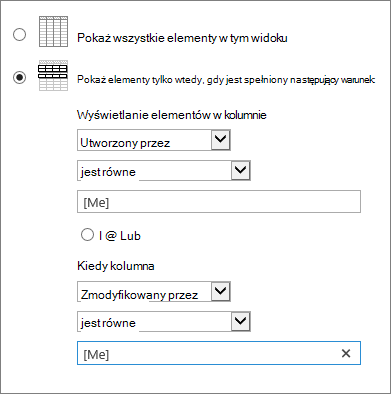 Filtry przy użyciu funkcji [Ja]
