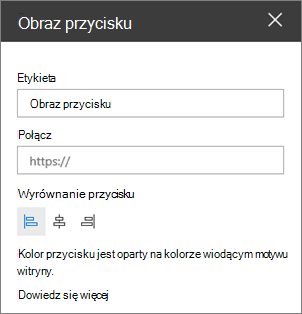 Okienko właściwości składnika Web Part przycisku