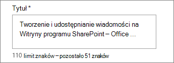 Dodawanie tytułu elementu wiadomości