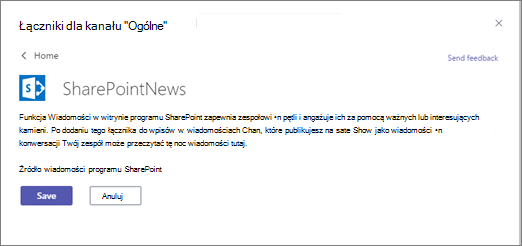 Okno dialogowe Łącznik wiadomości
