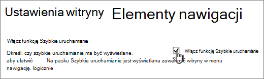 Usuń zaznaczenie menu Szybkie uruchamianie