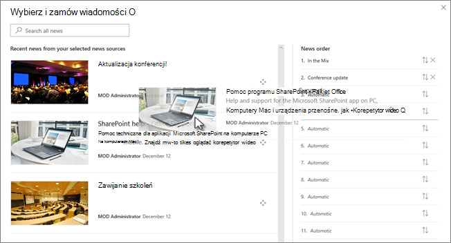 Przeciąganie wątku wiadomości na miejsce