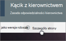 Menu Szczegóły strony