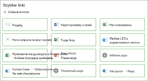 Układ przycisków szybkich linków