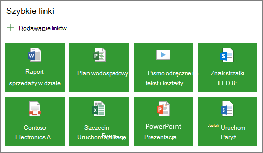 Szybkie linki w układzie kafelków