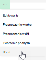 Usuwanie linku z menu po lewej stronie