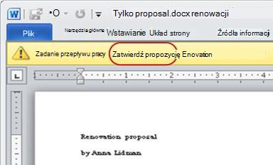 Tekst Przejrzyj dokument wyświetlany obok elementu do przejrzenia