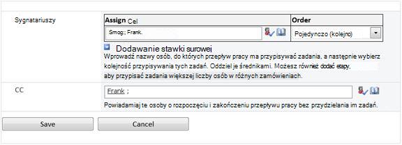 Druga strona formularza skojarzenia