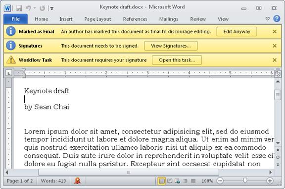 Element do przejrzenia zawierający trzy paski komunikatów