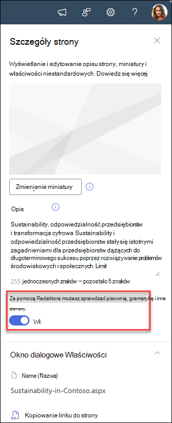 zrzut ekranu przedstawiający włączanie lub wyłączanie przycisku przełączania edycji