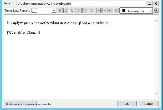 pracy Przepływ pracy Przepływ pracy Wiadomość Email Treść wiadomości z obrazem