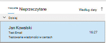 Okno Elementy wysłane programu Outlook wyświetlające wysłaną wiadomością e-mail, która nie jest już oflagowana