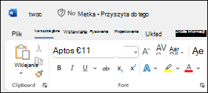 Brak stanu zapisywania programu Word na pasku tytułu