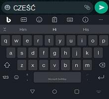 SwiftKey klawiatury przed włączeniem funkcji długiego naciśnięcia