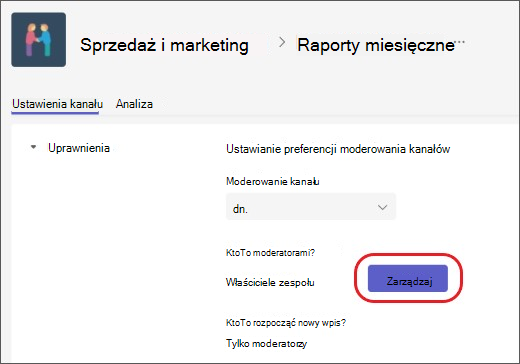 Dodawanie lub usuwanie moderatorów kanału