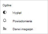Zrzut ekranu przedstawiający bezpłatne ustawienia ogólne aplikacji Teams na urządzeniu przenośnym
