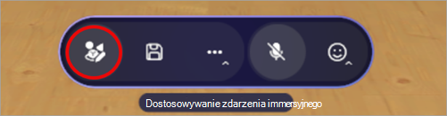 Zrzut ekranu z wyróżnionym edytorem w obszarze zdarzeń immersyjnych.