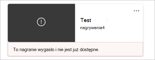 Zrzut ekranu przedstawiający szyk nagrania wskazujący, że nagranie zostało trwale usunięte.