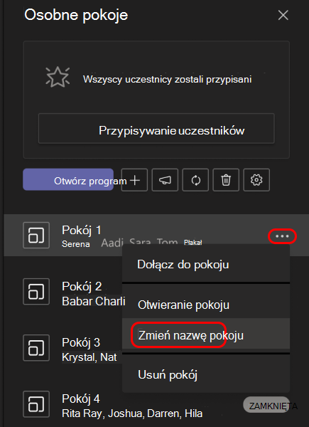 Obraz przedstawiający sposób zmieniania nazwy osobnego pokoju.