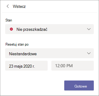 Wybierz pozycję Niestandardowe