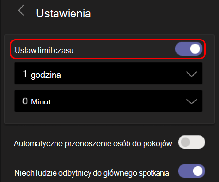 Obraz przedstawiający sposób ustawiania limitu czasu dla osobnych pokojów.