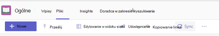 Przycisk Synchronizuj na karcie Files