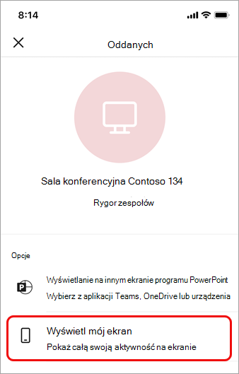 Naciśnij opcję Wyświetl mój ekran