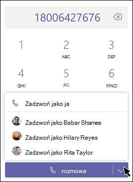 Teams-call as delegate - choose delegate