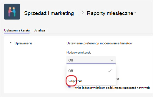 Włączanie moderowania kanałów