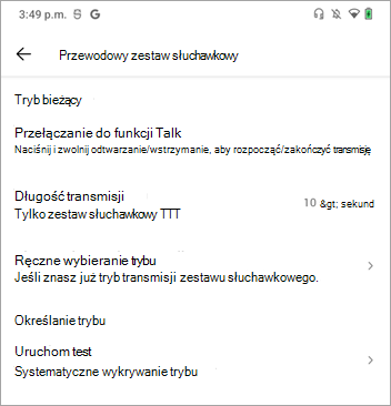Ustawienia trybu Walkie Talkie Toggle To Talk