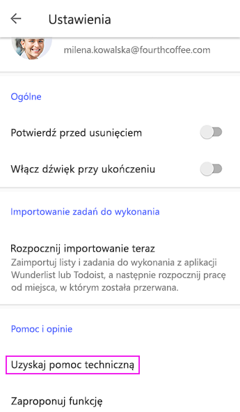 Naciśnij przycisk Uzyskaj pomoc techniczną