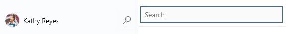 Magnifying glass icon selected and Search field open