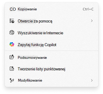 Screenshot of the Click to Do context menu with Ask Copilot