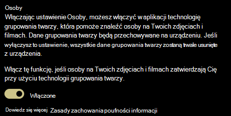 Wyświetla przełącznik wł. i wył. dla ustawienia Osoby.